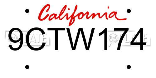 9CTW174 California License Plate