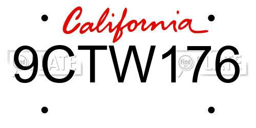 9CTW176 California License Plate