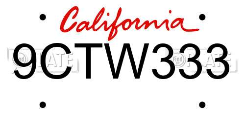 9CTW333 California License Plate