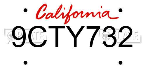 9CTY732 California License Plate