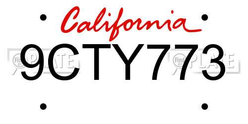 9CTY773 California License Plate