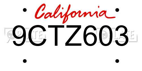 9CTZ603 California License Plate