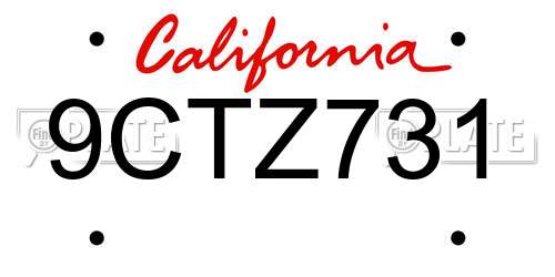 9CTZ731 California License Plate