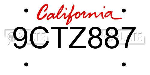 9CTZ887 California License Plate
