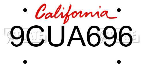 9CUA696 California License Plate