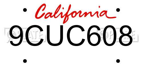 9CUC608 California License Plate