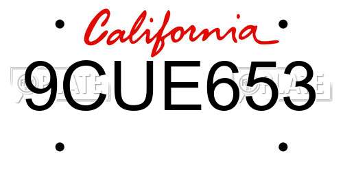 9CUE653 California License Plate