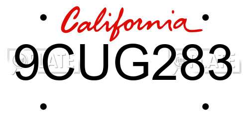 9CUG283 California License Plate