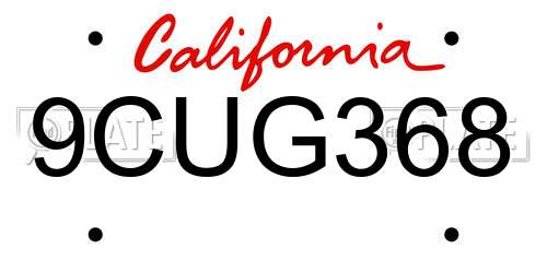9CUG368 California License Plate