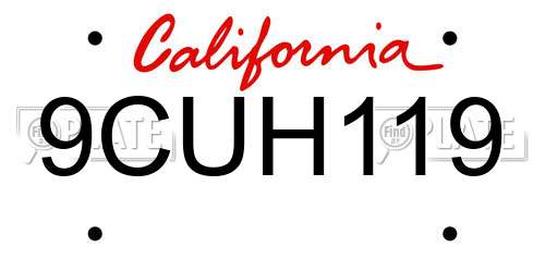 9CUH119 California License Plate