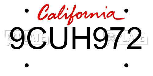 9CUH972 California License Plate