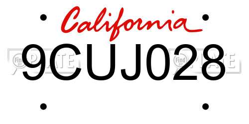9CUJ028 California License Plate