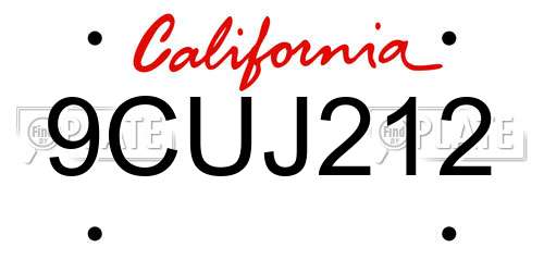 9CUJ212 California License Plate