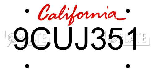 9CUJ351 California License Plate