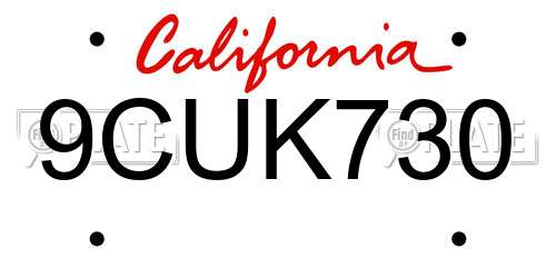 9CUK730 California License Plate