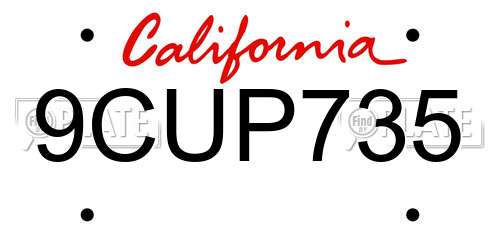 9CUP735 California License Plate