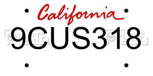 9CUS318 California License Plate