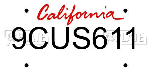 9CUS611 California License Plate