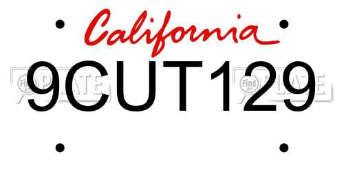 9CUT129 California License Plate