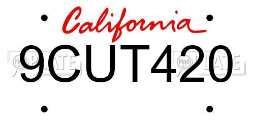 9CUT420 California License Plate