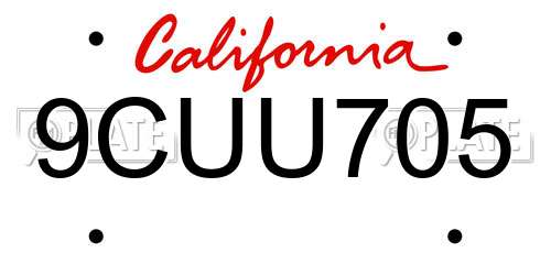 9CUU705 California License Plate
