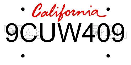 9CUW409 California License Plate