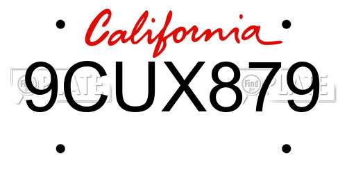 9CUX879 California License Plate