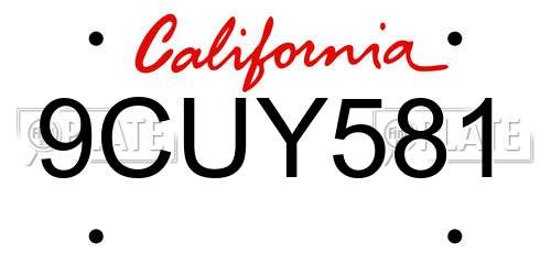 9CUY581 California License Plate