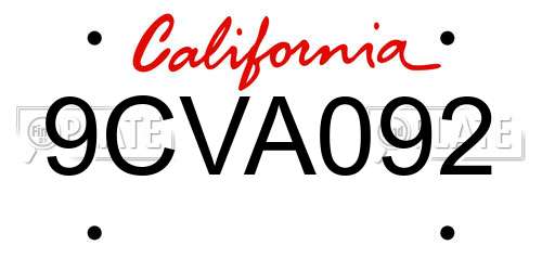 9CVA092 California License Plate