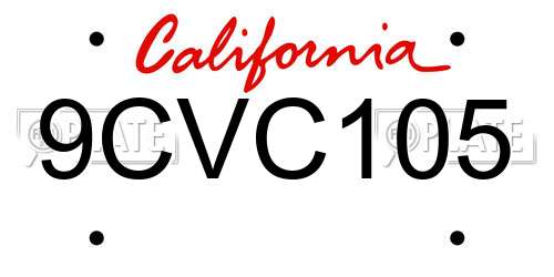 9CVC105 California License Plate