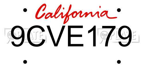 9CVE179 California License Plate