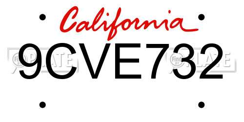 9CVE732 California License Plate