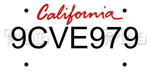 9CVE979 California License Plate