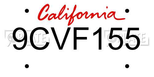 9CVF155 California License Plate