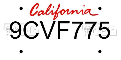9CVF775 California License Plate