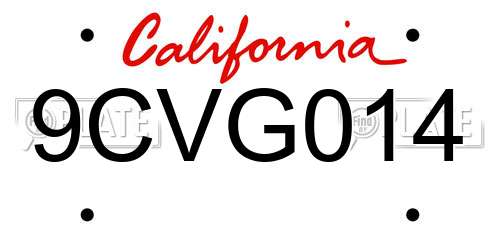 9CVG014 California License Plate