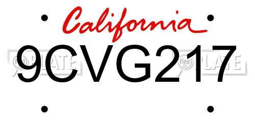 9CVG217 California License Plate