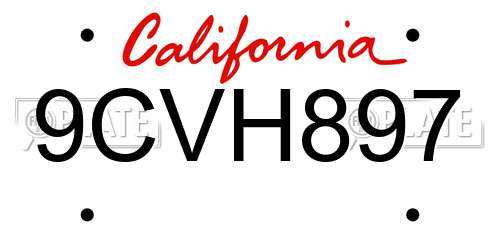 9CVH897 California License Plate