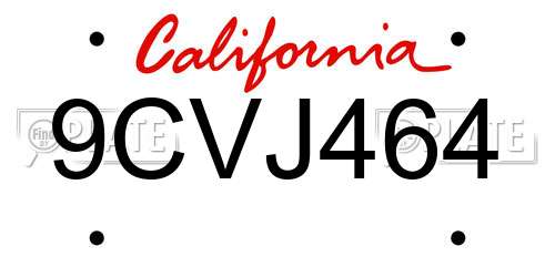 9CVJ464 California License Plate