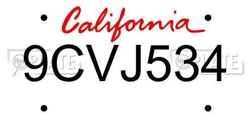 9CVJ534 California License Plate
