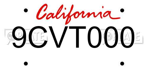 9CVT000 California License Plate