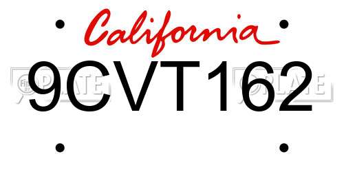 9CVT162 California License Plate