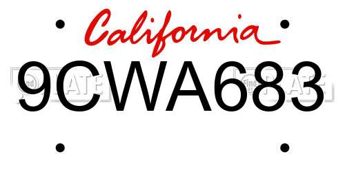 9CWA683 California License Plate
