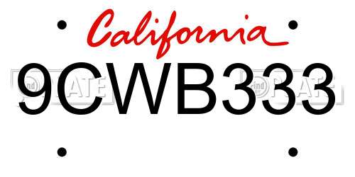 9CWB333 California License Plate
