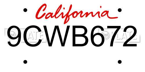 9CWB672 California License Plate
