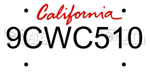 9CWC510 California License Plate