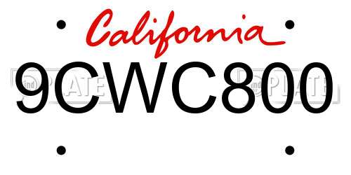 9CWC800 California License Plate