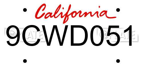 9CWD051 California License Plate