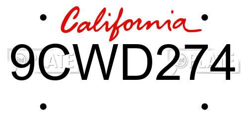 9CWD274 California License Plate