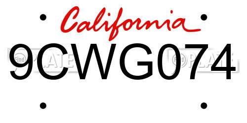 9CWG074 California License Plate
